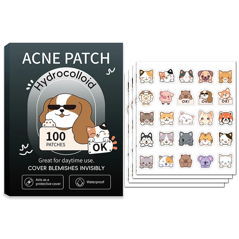 New 100Pcs Cat Dog Face Skin Care Acne Pimple Patch Invisible Professional Healing