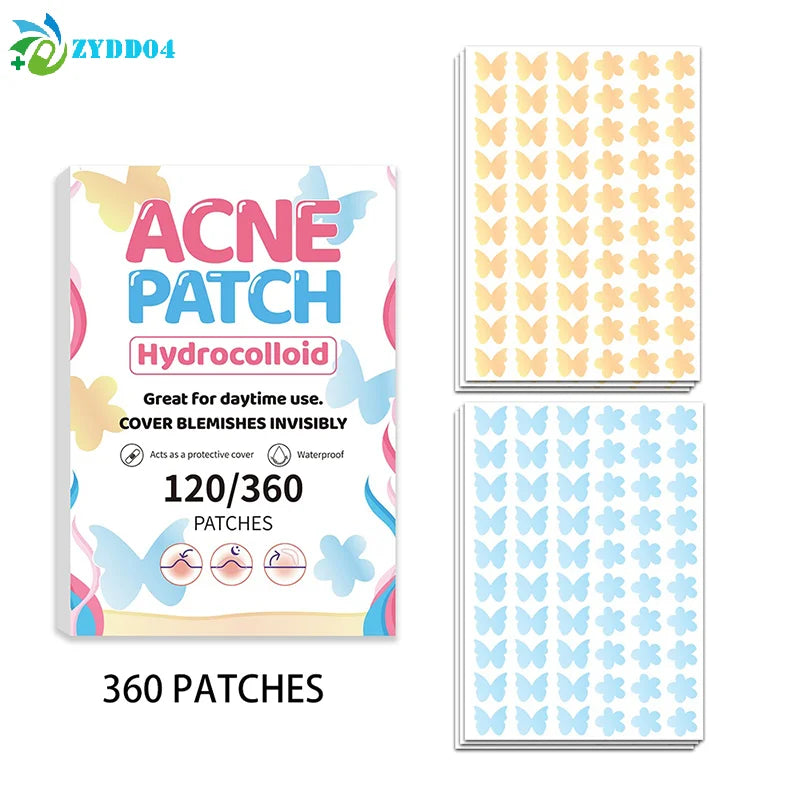 120/360Pcs Butterfly Shape Acne Pimple Patch Stickers Blemish Spot Concealer Cover 0.1Mm Acne Treatment Pimple Remover Skin Care