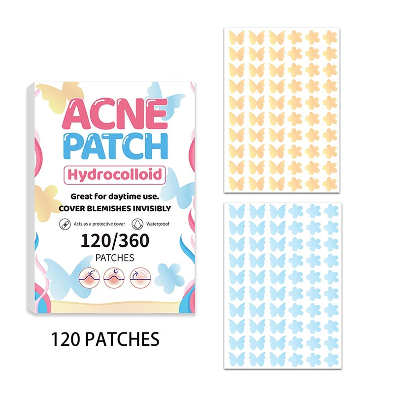 120/360Pcs Butterfly Shape Acne Pimple Patch Stickers Blemish Spot Concealer Cover 0.1Mm Acne Treatment Pimple Remover Skin Care