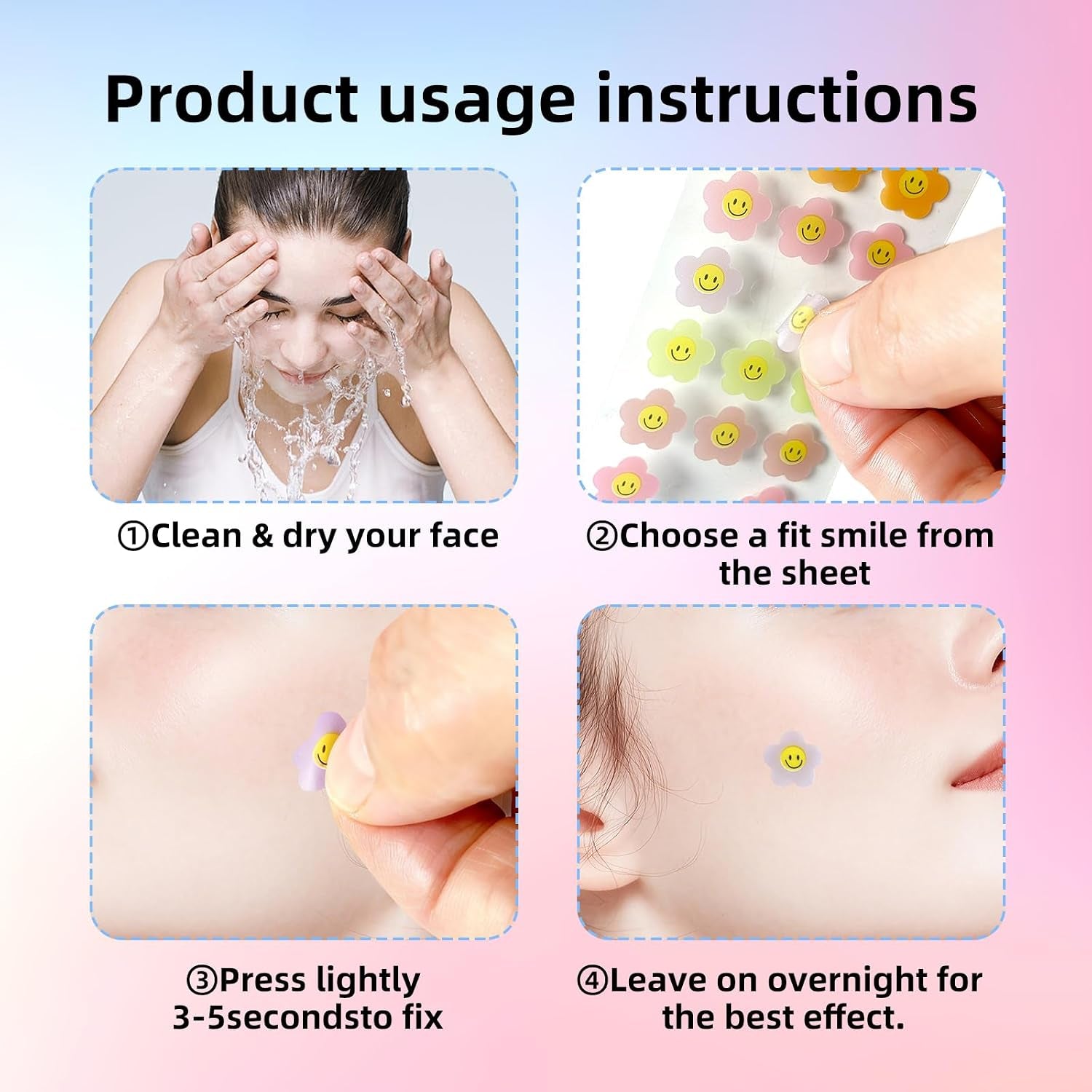 Pimple Patches - Hydrocolloid Acne Patches for Face - Cruelty-Free Zit Patches for Face, Blemish Patches, Pimple Stickers, Zit Stickers, Acne Stickers Smiles Flower (1 Pack)