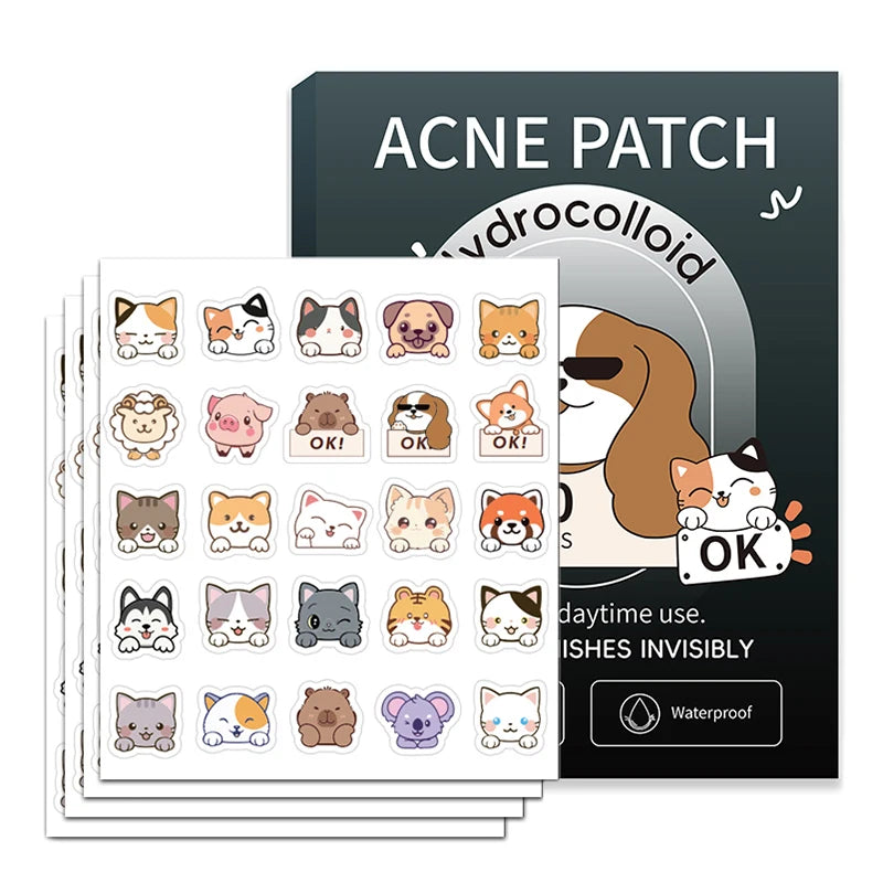 New 100Pcs Cat Dog Face Skin Care Acne Pimple Patch Invisible Professional Healing