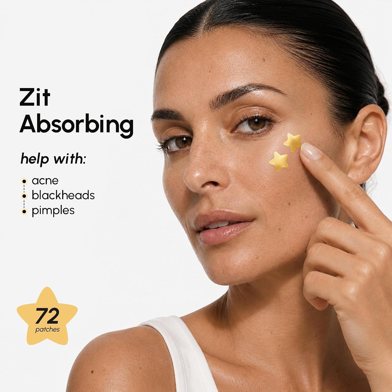 Gold Star Pimple Patches for Face - Acne Patches Stars with Salicylic Acid - Cute Hydrocolloid Pinple Patch for Kids, Teens, Adults Large Zit Stickers 72 Count (Pack of 1)