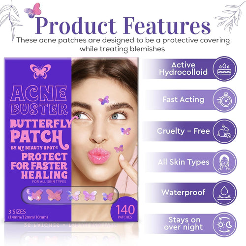 Pimple Patches Cute Acne Patches for Face (140 Patches) with Hydrocolloid, Tea Tree Extra & Salicylic Acid, Colorful Fun Designs – Pimple Patches for Face Acne Spot Treatment