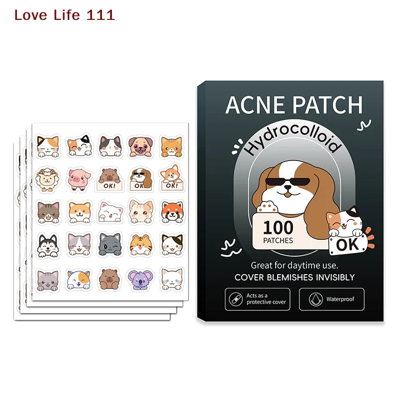 New 100Pcs Cat Dog Face Skin Care Acne Pimple Patch Invisible Professional Healing