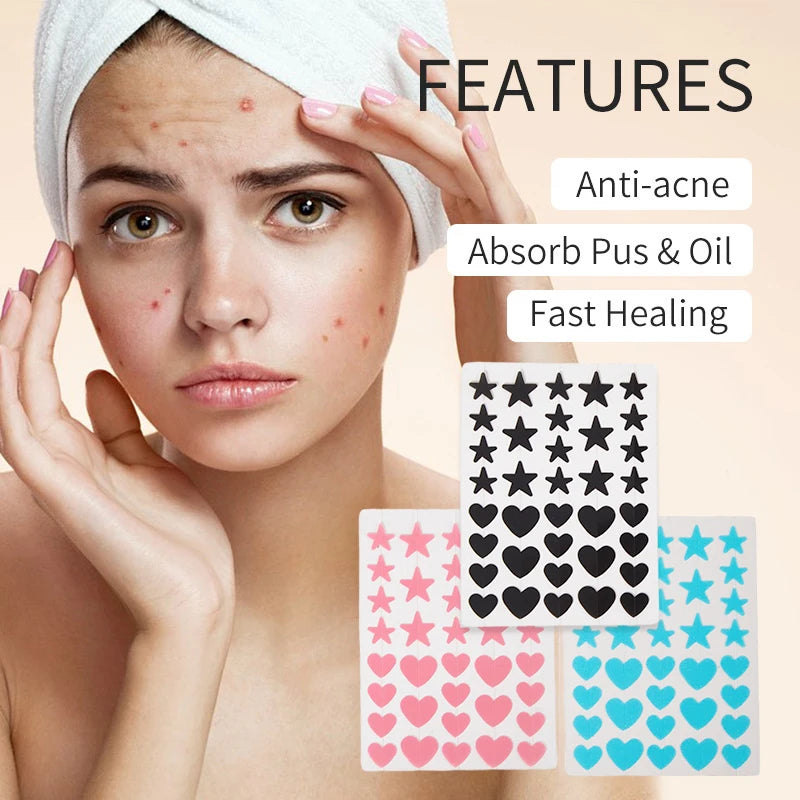 【Ad】36Pcs Hydrocolloid Colorful Pimple Patches Pimple Cover Sticker Star Shaped Invisible Pimple Cover Removal Pimple Patch
