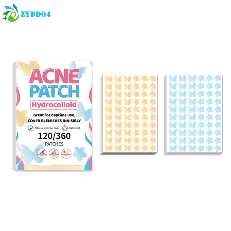 120/360Pcs Butterfly Shape Acne Pimple Patch Stickers Blemish Spot Concealer Cover 0.1Mm Acne Treatment Pimple Remover Skin Care
