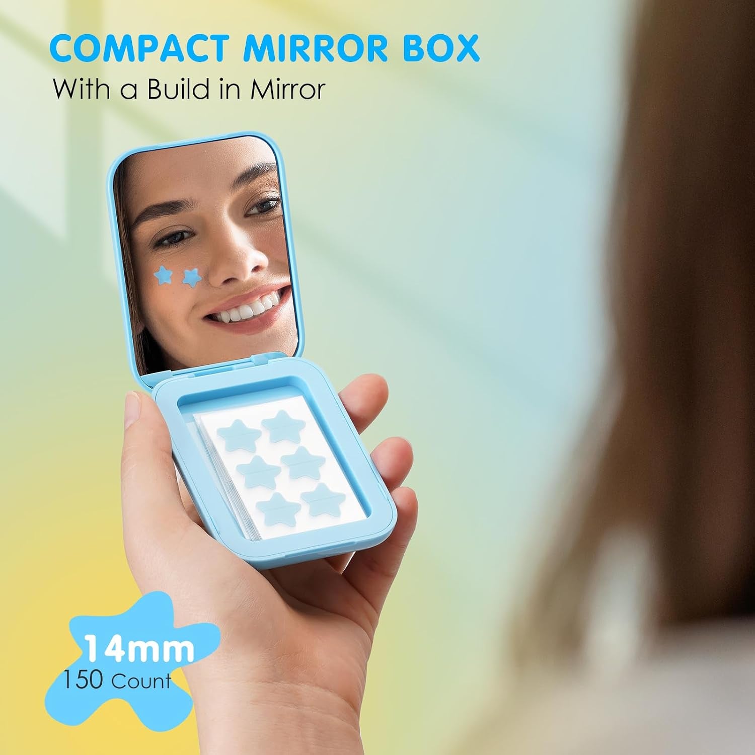 Star Pimple Patches - 150 Count - Hydrocolloid Pimple Patches,Cute Star Shape, Blue Colors,Spot Stickers for Face and Skin,Temporary Mirror