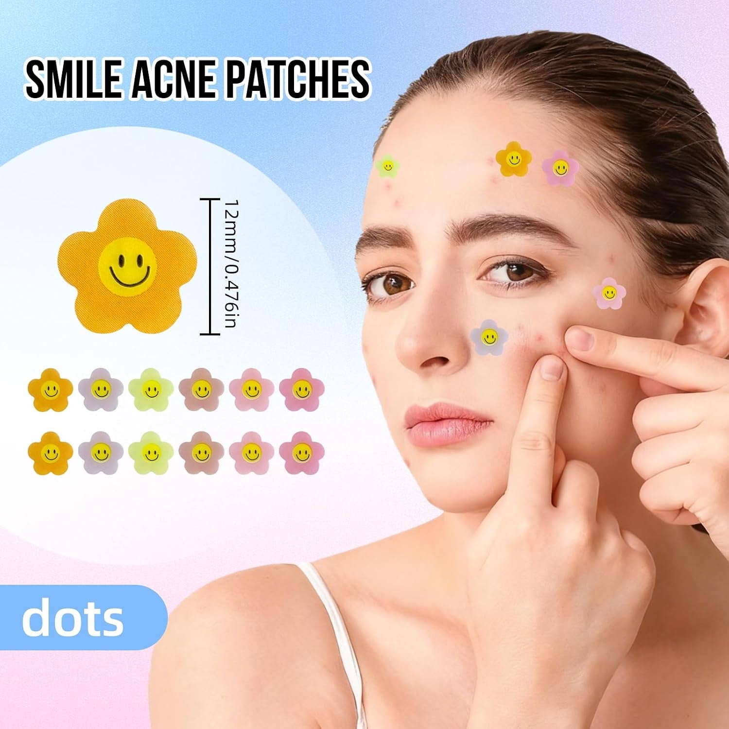 Pimple Patches - Hydrocolloid Acne Patches for Face - Cruelty-Free Zit Patches for Face, Blemish Patches, Pimple Stickers, Zit Stickers, Acne Stickers Smiles Flower (1 Pack)