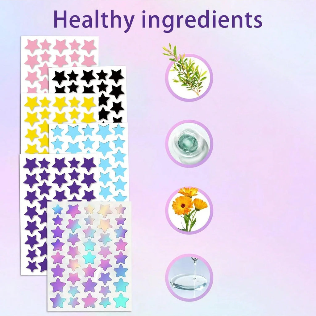 240 Patches Colorful Star Shape Hydrocolloid Acne Pimple Patch for Covering Zits and Blemishes Invisibly Spot Sticker