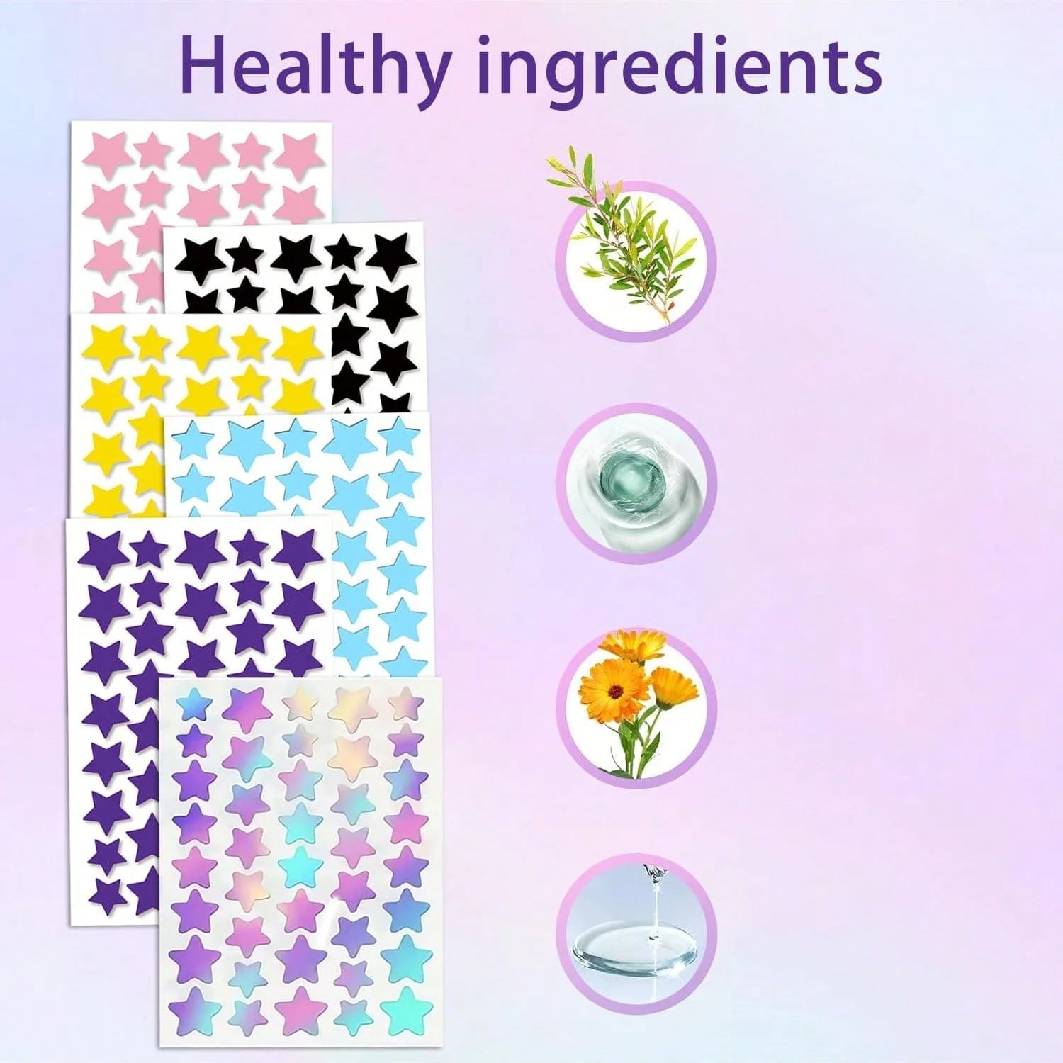 240 Patches Colorful Star Shape Hydrocolloid Acne Pimple Patch for Covering Zits and Blemishes Invisibly Spot Sticker