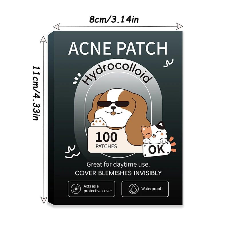 New 100Pcs Cat Dog Face Skin Care Acne Pimple Patch Invisible Professional Healing